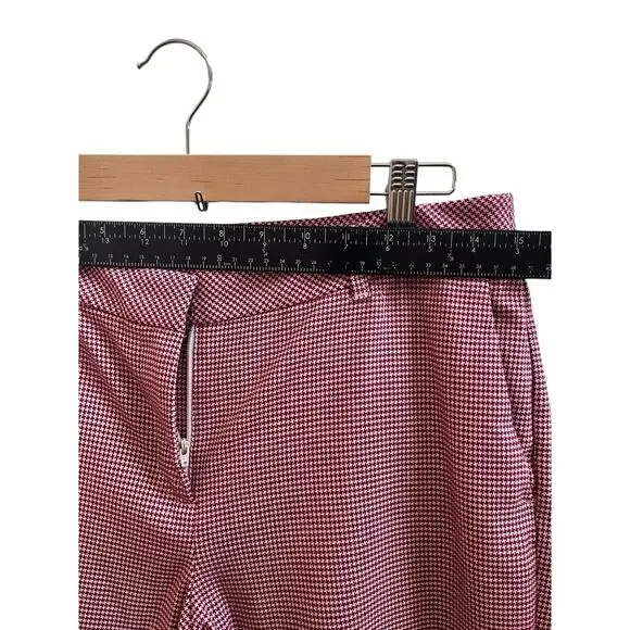 J Jill Red Houndstooth Print Size 8 Viscose Blend Wide Leg Pant 24.5 Inch Inseam - Picture 8 of 13